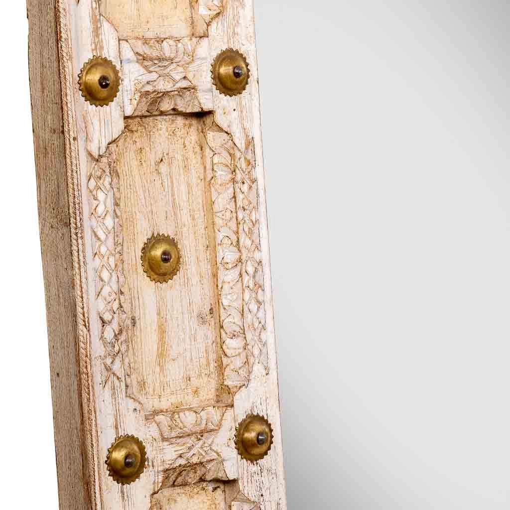 Specchio in legno marrone fatto a mano, 80x4x107h cm
