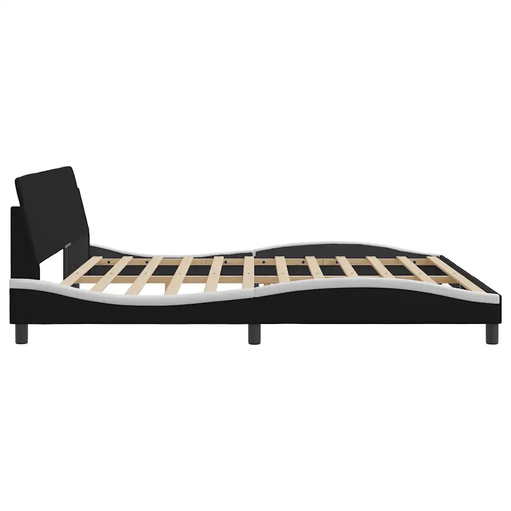 Letto matrimoniale | Letto per adulti | Giroletto Dover Bianco e Nero 200x200 cm in Similpelle
