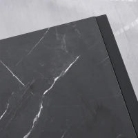 Tavolino da Caffè Nero, Tavolino Effetto Marmo con Ripiano Inferiore, da Soggiorno o Ufficio, Design Moderno, Telaio in Acciaio, 106x50x45cm, Nero