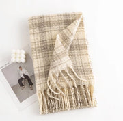 Schiacca per donna protezione dal freddo calda sciarpa per lavoro e casa moda sciarpa quadrata a quadri grande scialle caldo - beige - 180*60cm