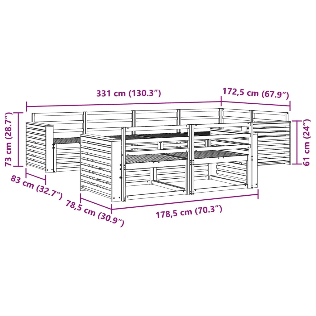 Set di divani da esterno 7 pcs Naturale