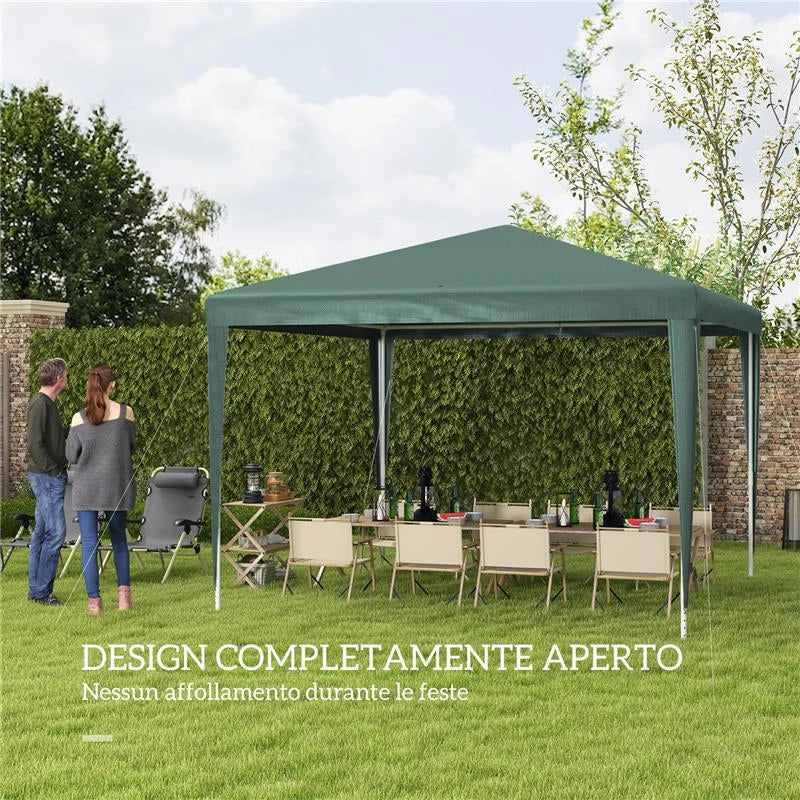GAZEBO DA GIARDINO 3X3 M PIEGHEVOLE E PORTATILE CON COPERTURA ANTI UV VERDE