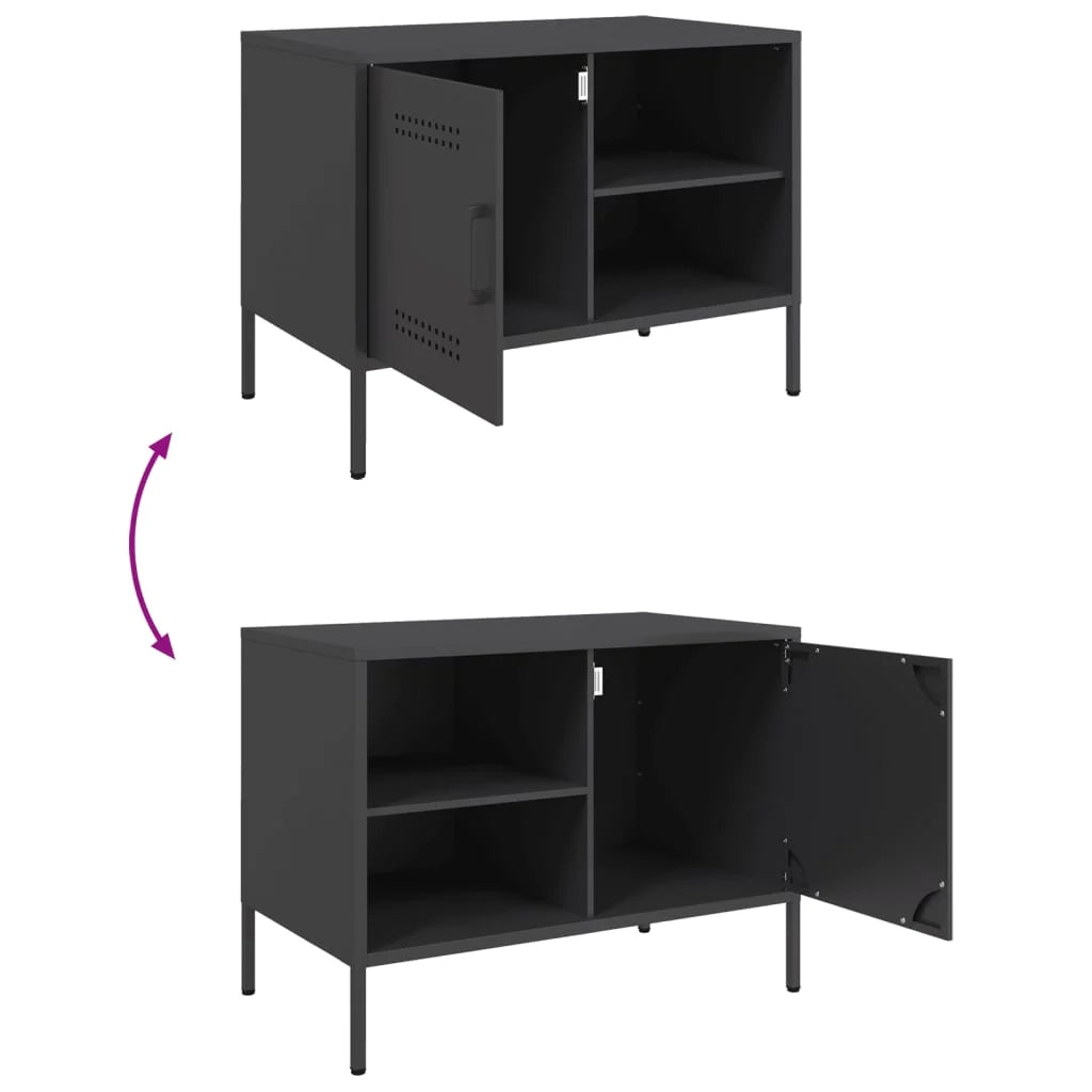 Mobile TV multimediale mensola TV credenza TV adatto per sala da pranzo soggiorno camera da letto 68 x 39 x 50,5 cm acciaio nero 02_0026160