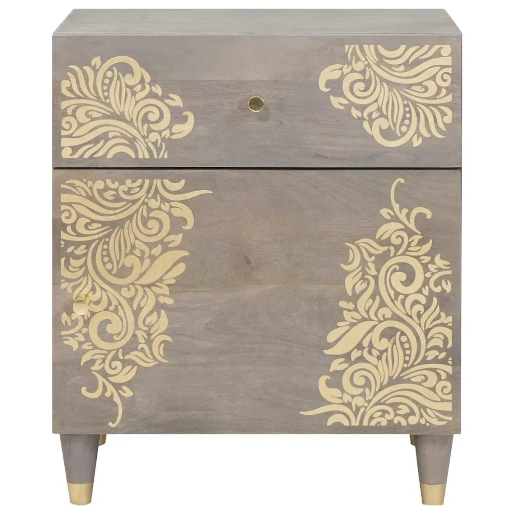 Comodino | Armadio da Notte | Mobiletto da notte con porta con cassetto Grigio 50 x 33 x 60 cm