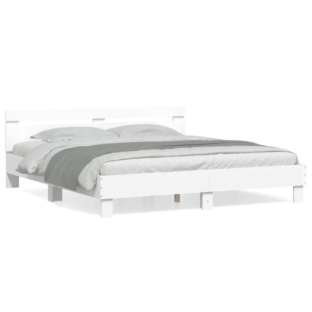 Giroletto con Testiera Bianco 200x200 cm in Legno Multistrato 3207392