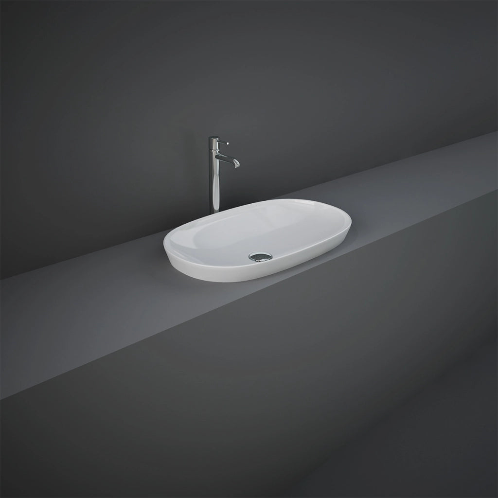 Lavabo incasso ovale allungato senza foro 60x36 cm, bianco