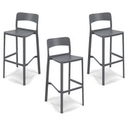 Set 3 sgabelli in polipropilene STIL altezza seduta 65cm, impilabile, idrorepellente, resistente ai raggi UV, design moderno e innovativo, ideale per la cucina, la veranda o giardino colore Grigio