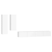 Set di mobili da 4 pezzi tra cui armadio credenza mobile TV televisore per soggiorno camera da letto salotto legno ingegnerizzato bianco 02_0024669
