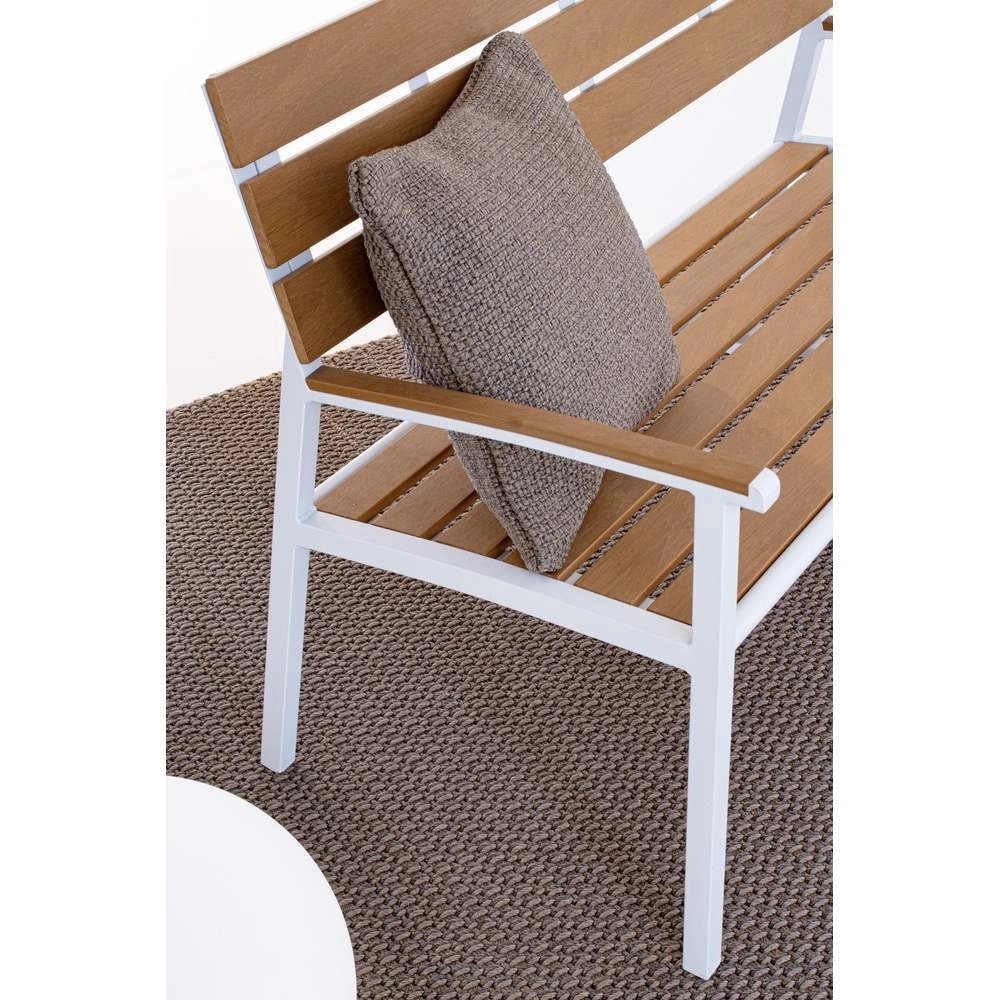 Panchina da Giardino in Alluminio con Doghe effetto Legno 3 Posti Isak Colore: Bianco