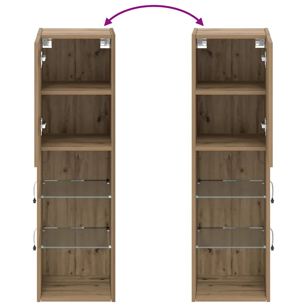 Mobile TV con Luci LED Rovere Artigianale 30,5x30x102 cm 857678