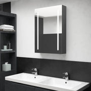 Armadietto Bagno con Specchio e LED Grigio 50x13x70 cm 326497