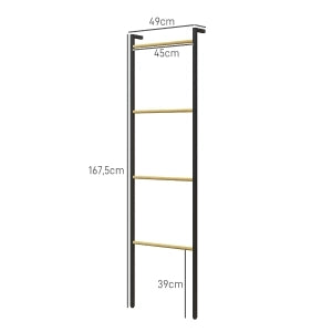 Scala portasciugamani da parete 49 x 167,5 cm in bambù e acciaio, 4 barre, nera