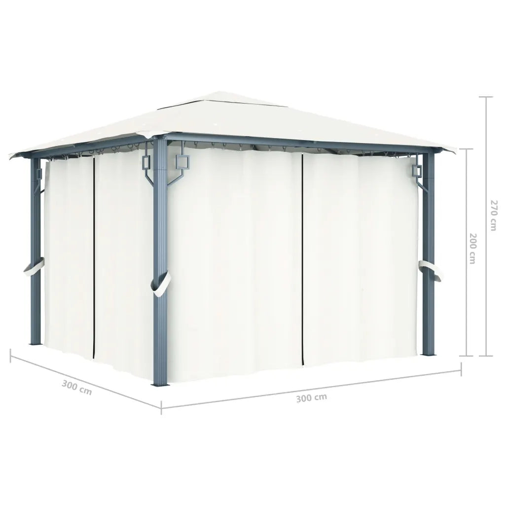 Gazebo con Tenda 300 x 300 cm Crema Alluminio