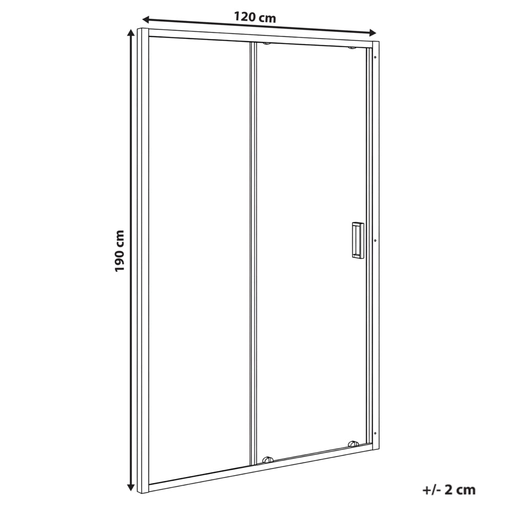 Porta doccia pieghevole trasparente in vetro temperato con telaio in alluminio argento 120 x 190 cm