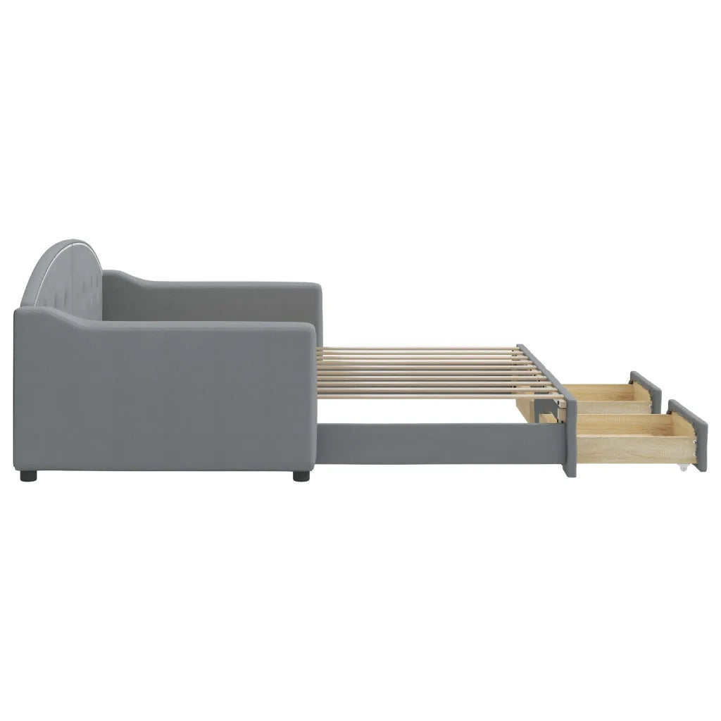 Divano Letto Estraibile Cassetti Grigio Chiaro 90x190cm Tessuto 3197576