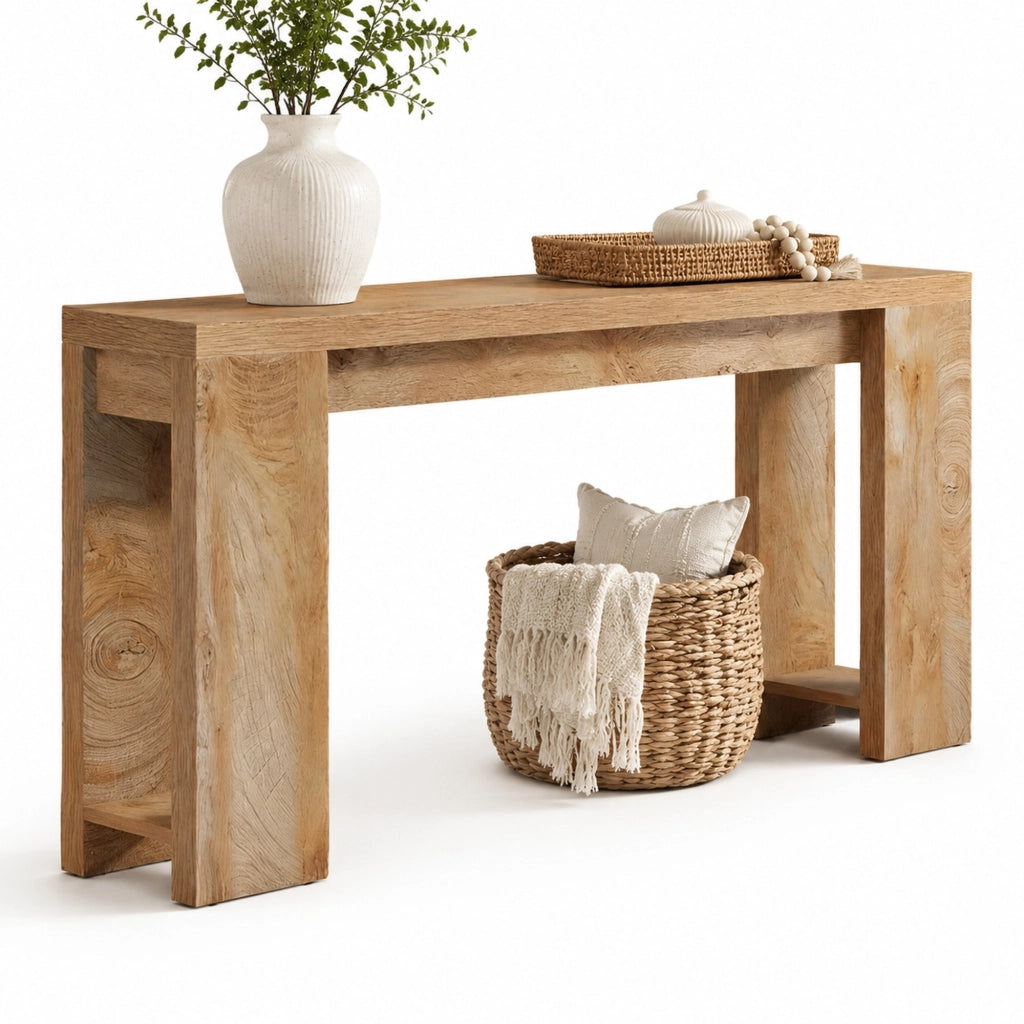 Tavolo consolle extra lungo multifunzione in legno marrone