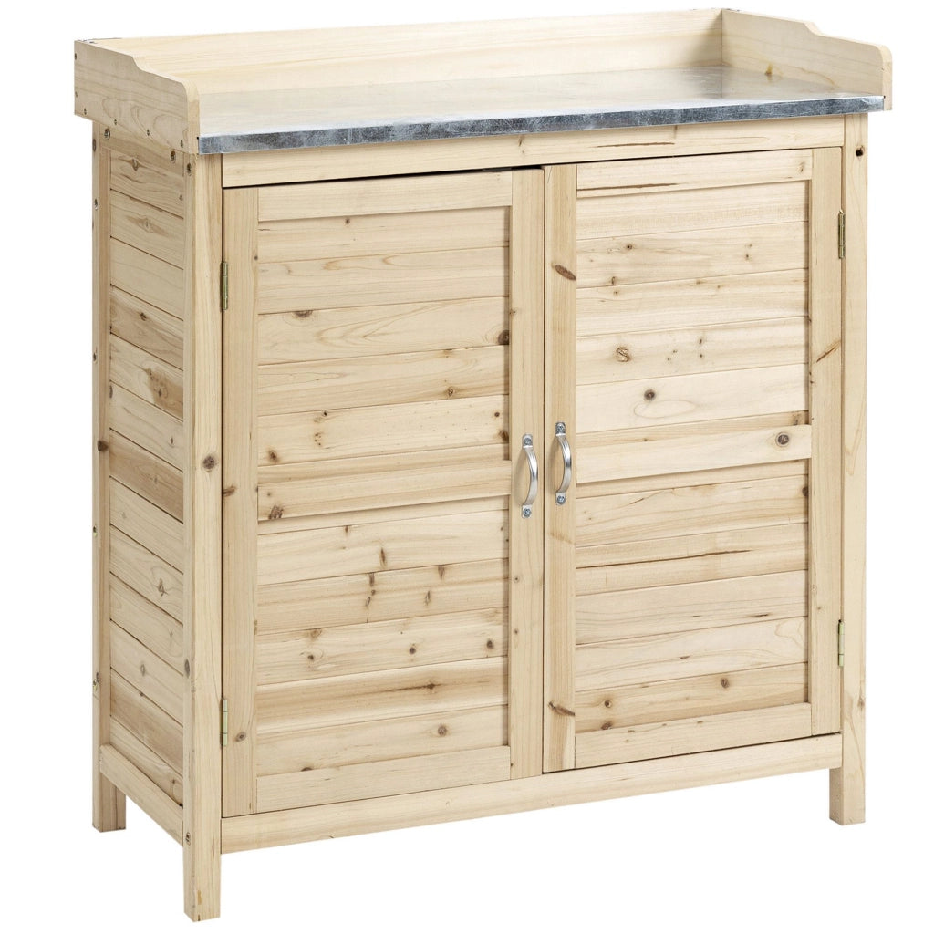 Armadio da giardino con 2 ante e piano metallo ¨C zephmum ¨C 83x40x92 cm