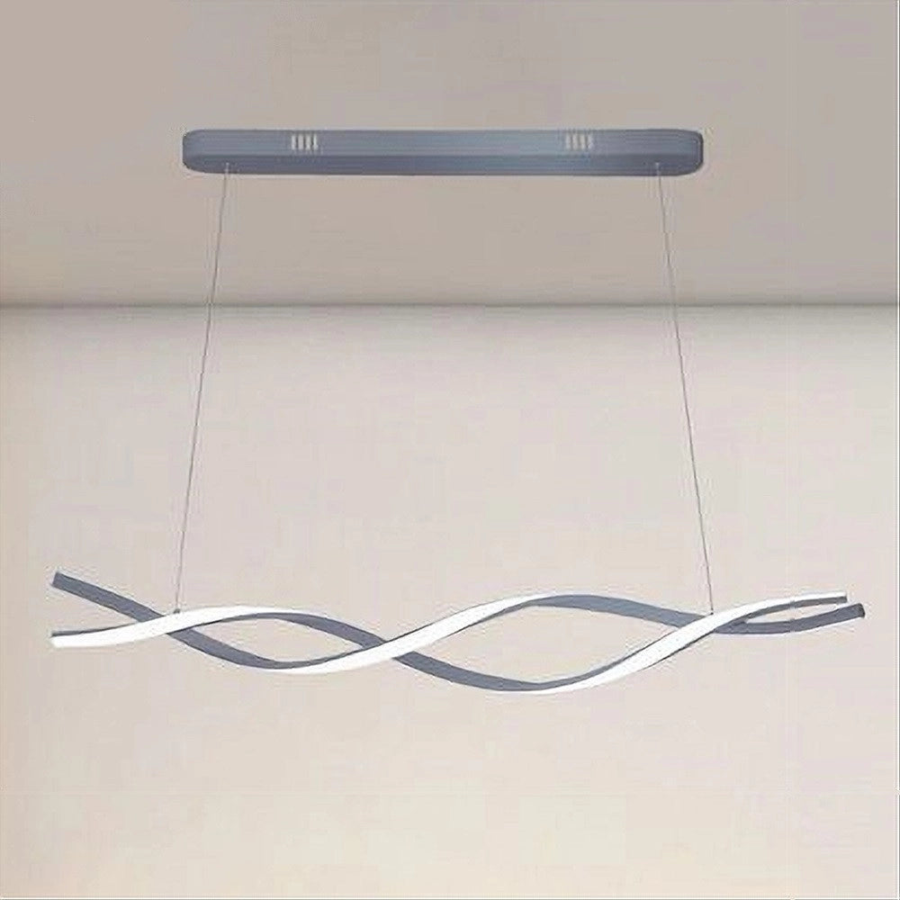 Trade Shop - Lampadario Led Sospensione 48w Argento Spirale Ondulato Vortice Intrecciato Luce 4000k 32521 -