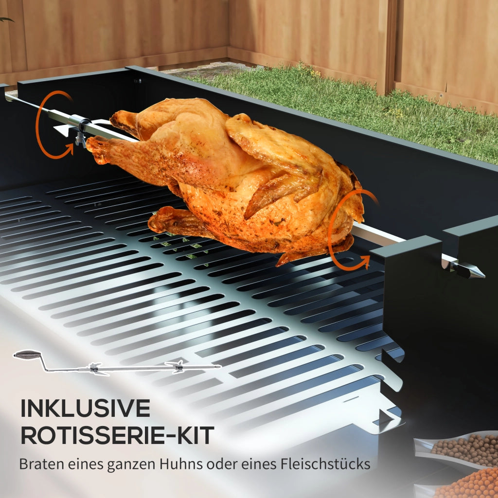 Griglia BBQ a carbone ¨C zephmum ¨C nero, acciaio, 118x32x90 cm