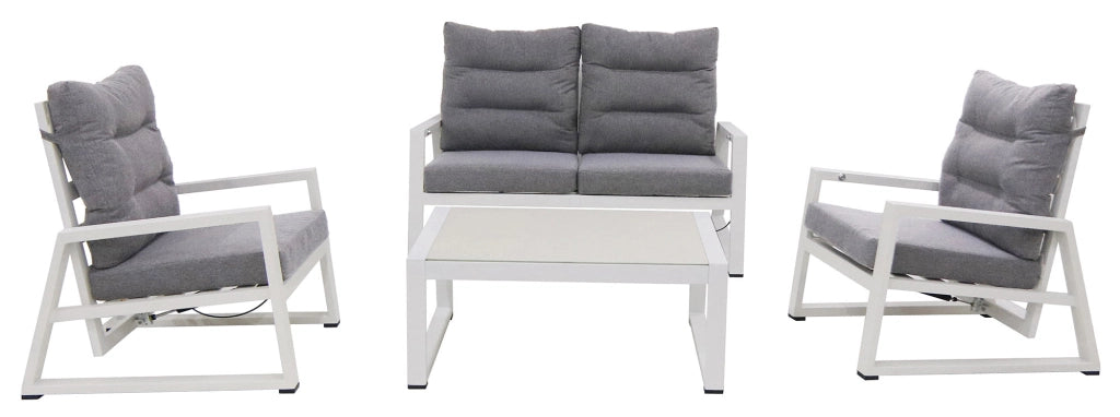 Set Salotto da Giardino Divano 2 Posti 2 Poltrone e Tavolino Mikonos