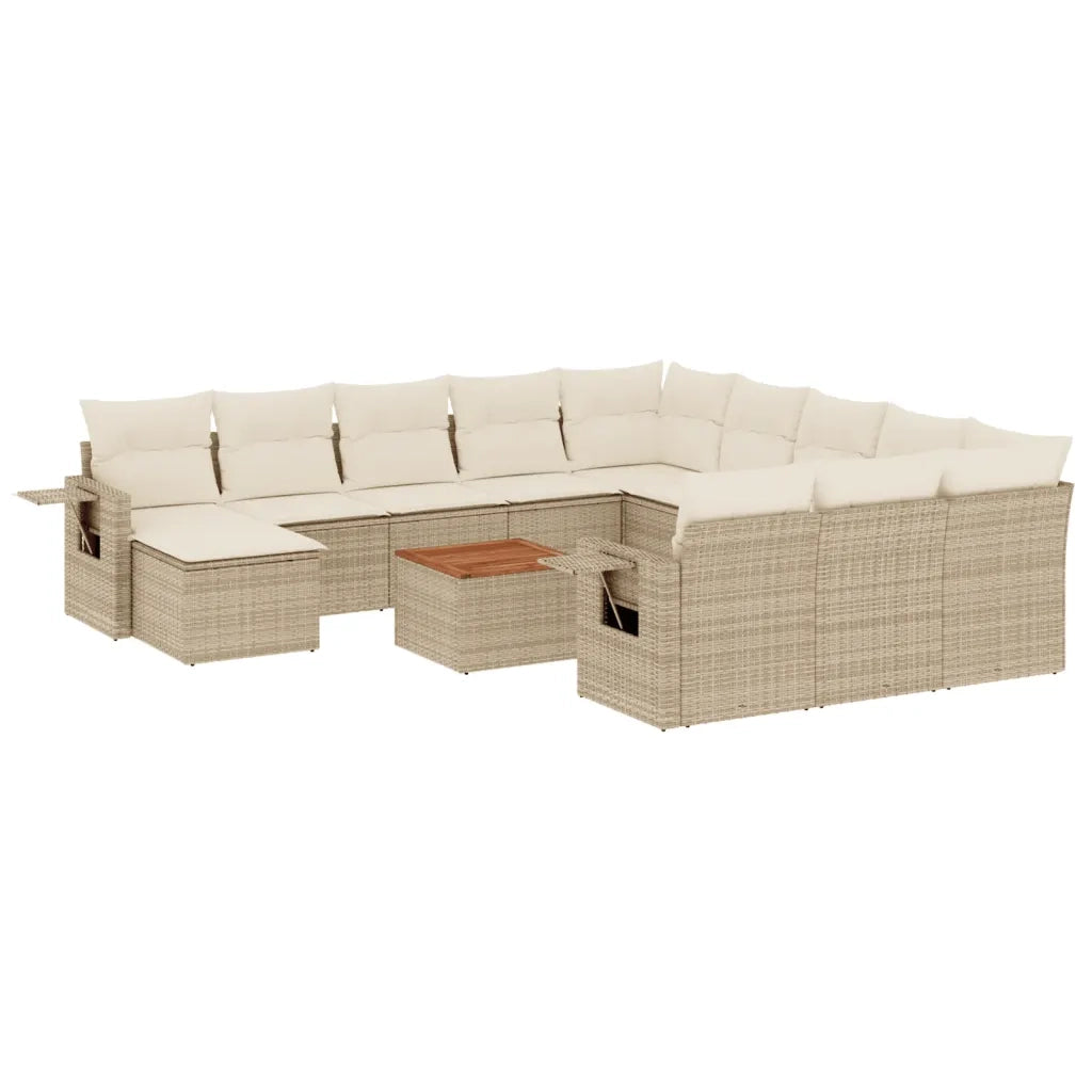 Set Divano da Giardino 13 pz con Cuscini Beige in Polyrattan 3257199