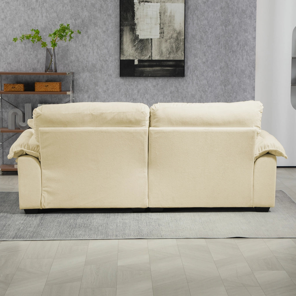 Divano a 2 posti in ciniglia con cuscini e seduta profonda, memory foam, Beige