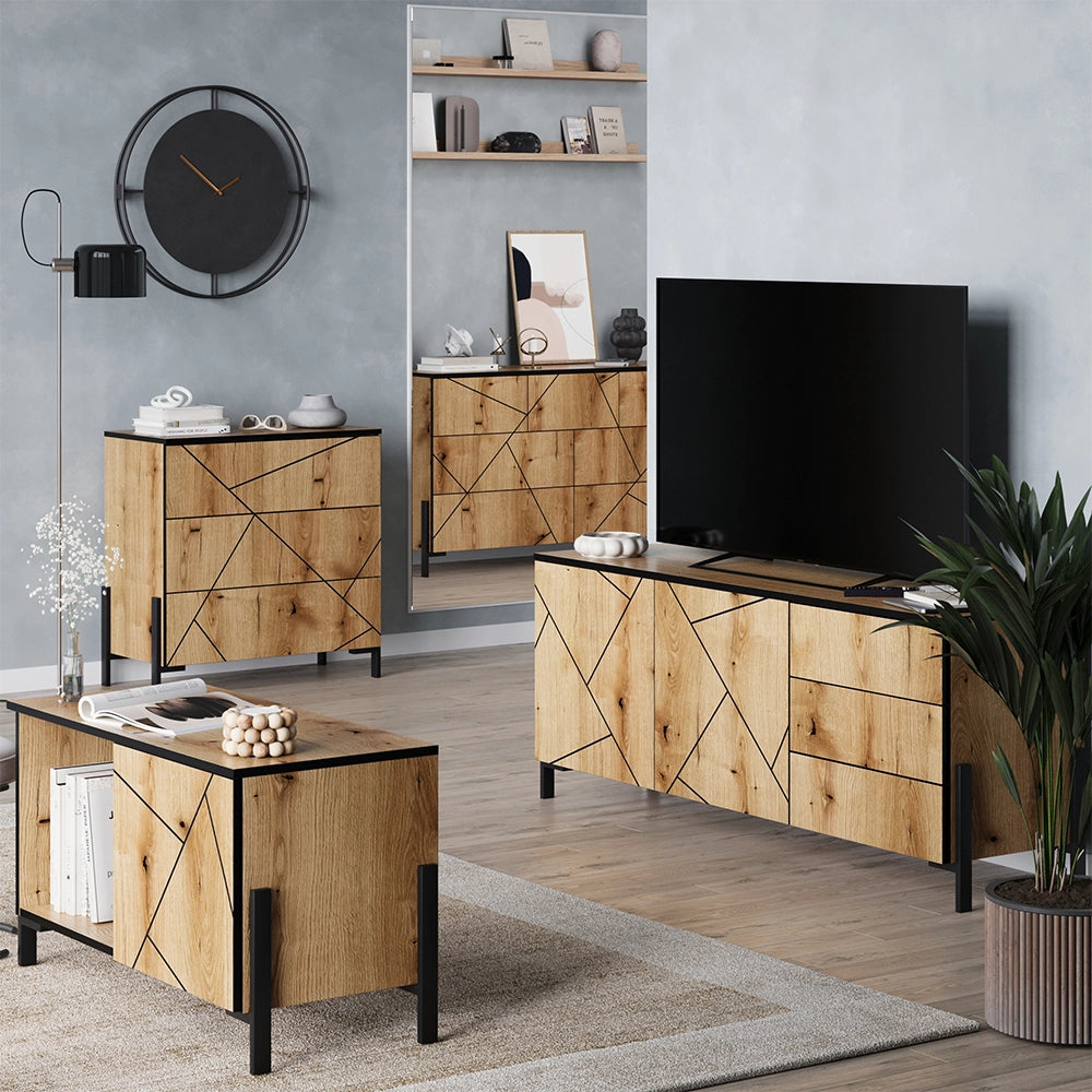 Vicco Mobile tv Rovere 150 x 60 cm con ante e cassetti