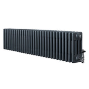 Radiatore Tradizionale 4 Colonne Orizzontale Antracite & Valvole 300 x 1370 mm