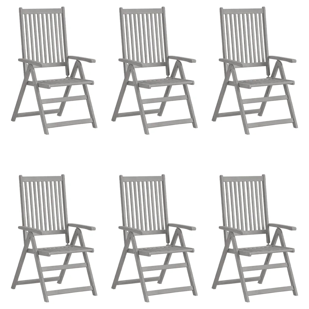Sedie da Giardino Reclinabili 6 pz con Cuscini Massello Acacia 3065330