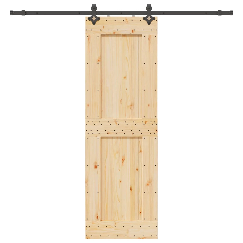 Porta scorrevole NARVIK Naturale e Nero 70 x 210 cm (213,5 cm)