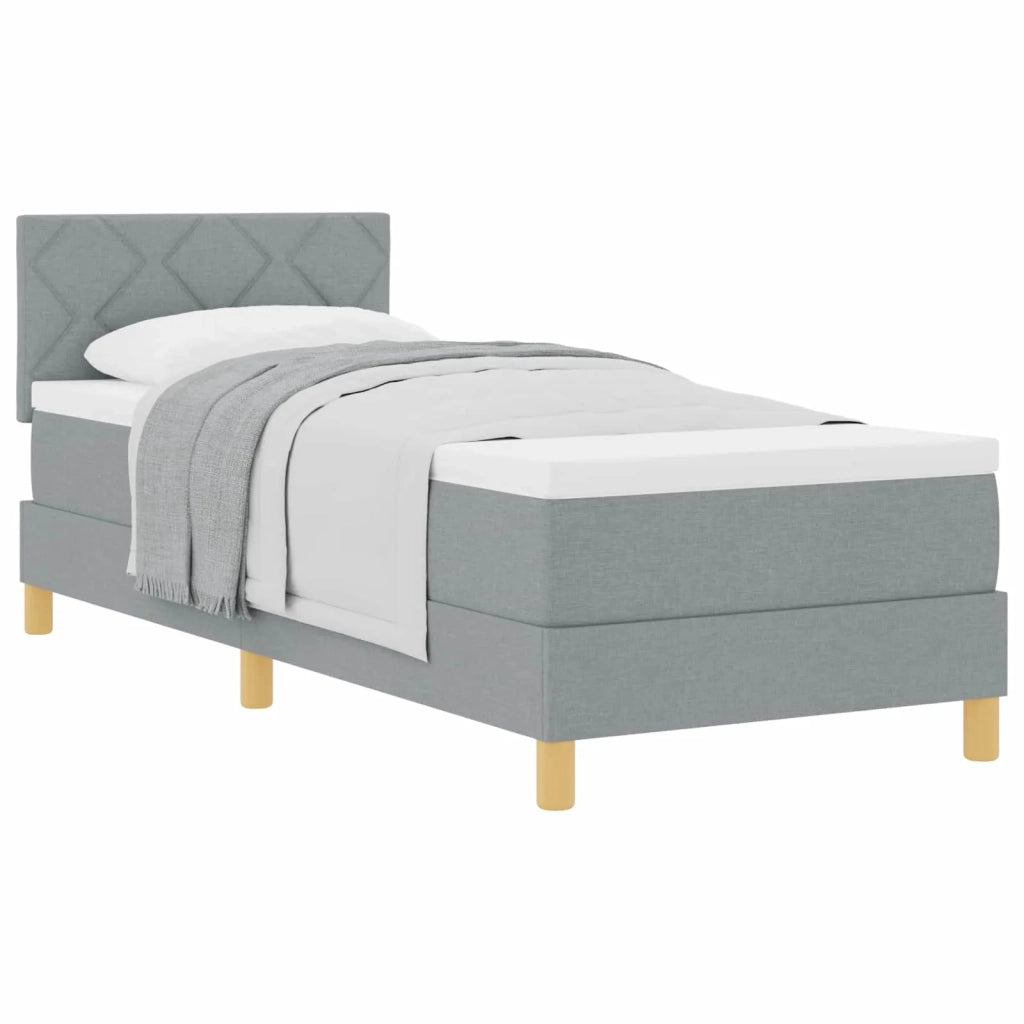 Letto singolo | Letto per adulti | Letto a molle con cuscino Grigio chiaro 80 x 200 cm Tessuto