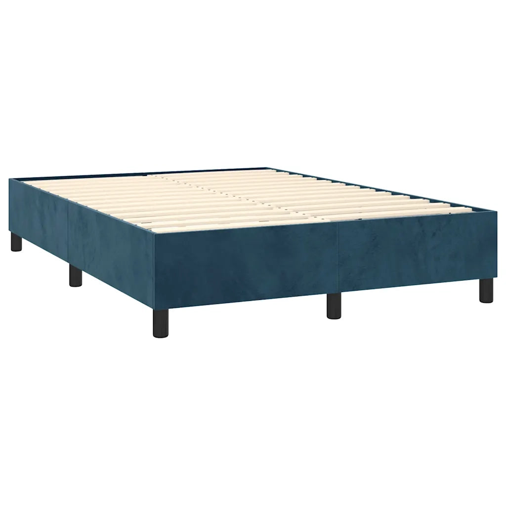 Letto a Molle con Materasso e LED Blu Scuro 140x200 cm 3139449