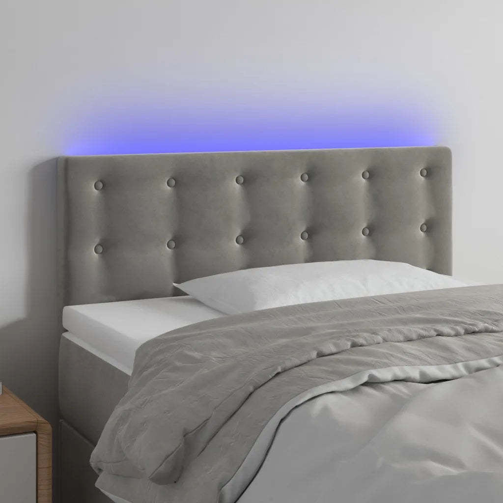 Testiera a LED-Testata con LED Grigio Chiaro 90x5x78/88 cm in Velluto 398081