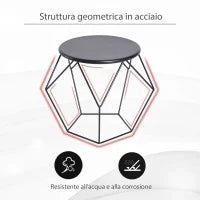 Tavolino da Caffè Salotto Design Nordico Minimalista Geometrico Ampio Piano, Acciaio, 54x54x44cm
