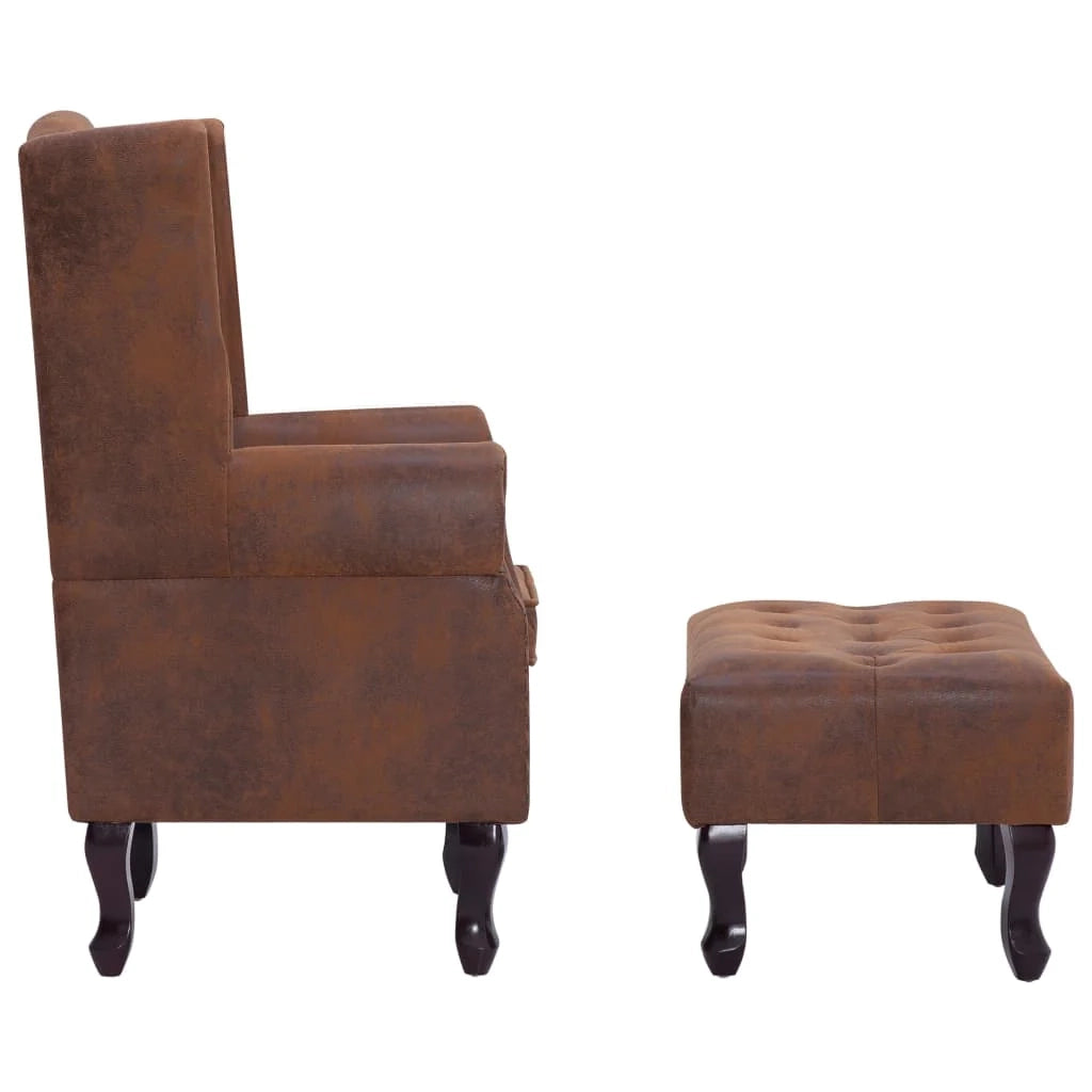 Poltrona Chesterfield poltrona lounge poltrona club divano lounge pelle scamosciata sintetica marrone 1102228/3