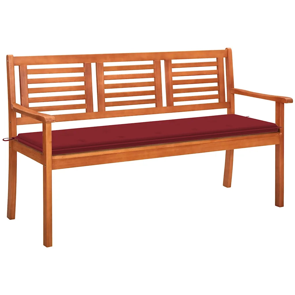 Panchina da Giardino 3 Posti e Cuscino 150cm Massello Eucaliptocod mxl 96475