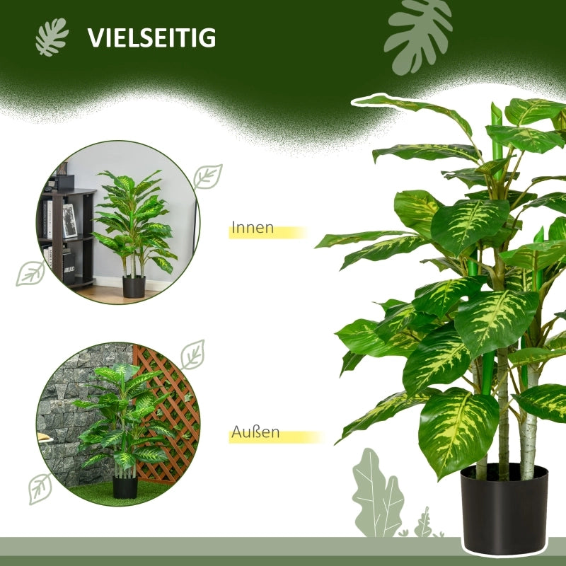 Pianta artificiale, pianta in plastica, vaso in cemento, per interni ed esterni, 95 cm, verde