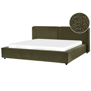 Letto matrimoniale in bouclé con struttura a doghe verde scuro 180 x 200 cm stile classico camera da letto