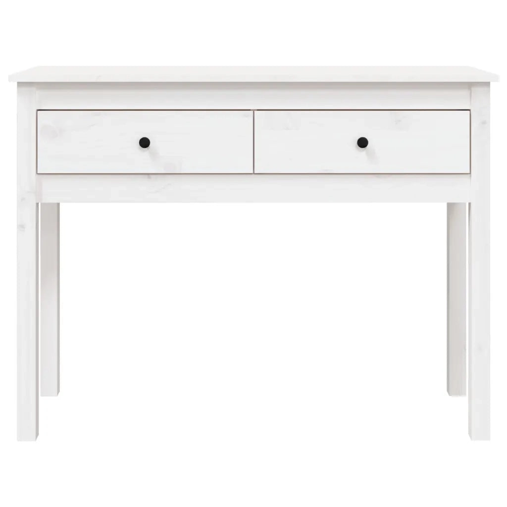 Tavolo Consolle Bianco 100x35x75 cm in Legno Massello di Pino 814615