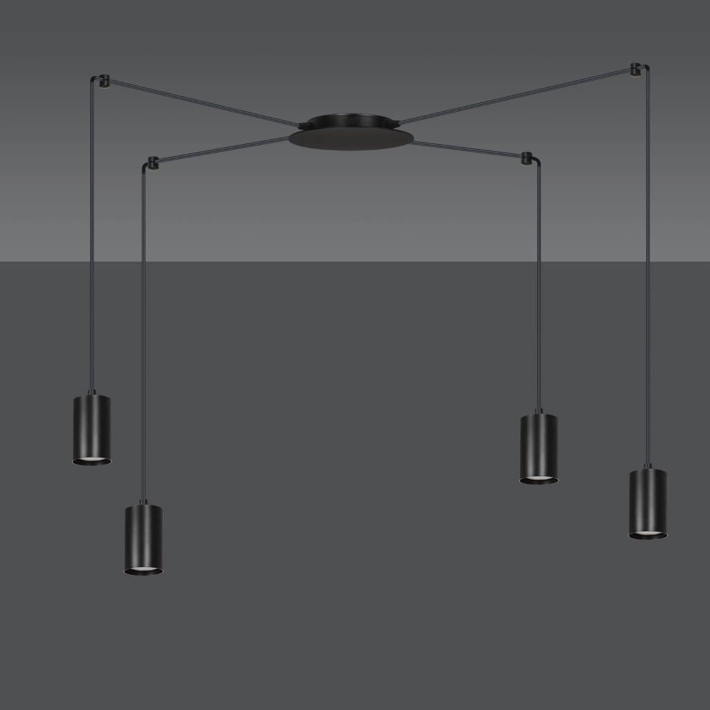 Lampadario Emibig Traker nero 4xGU10 regolabile 300cm