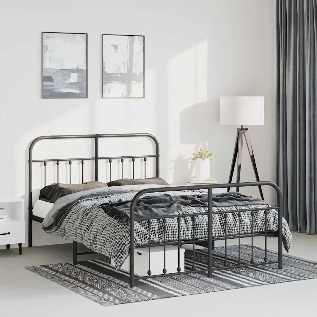 Giroletto con Testiera e Pediera Metallo Nero 135x190 cm 352595