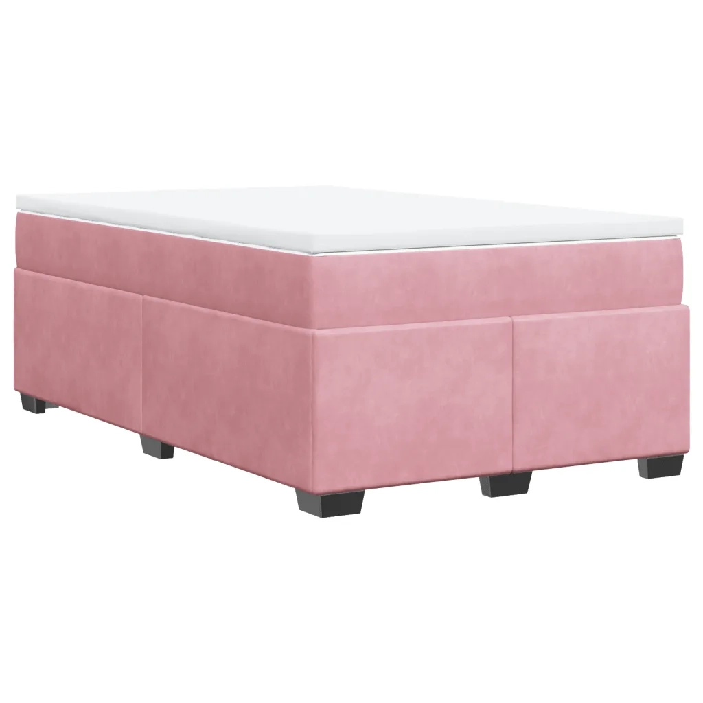 Giroletto a Molle con Materasso Rosa 120x190 cm in Velluto