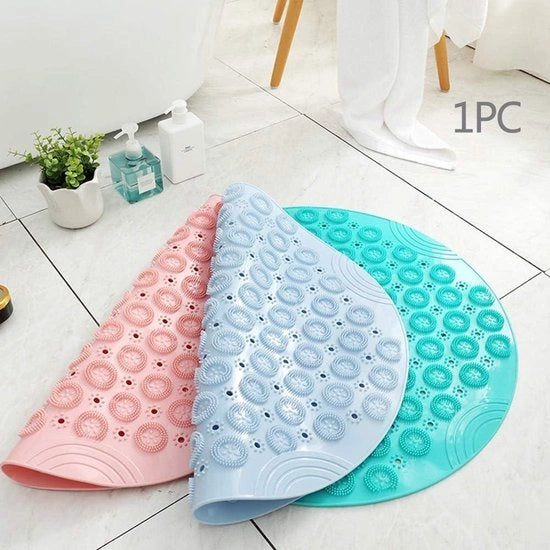 Mat di doccia in PVC a rullo antiscivolo con presa e fori di scarico - 55 x 55 cm - antibatterico e lavabile a macchina - colore grigio