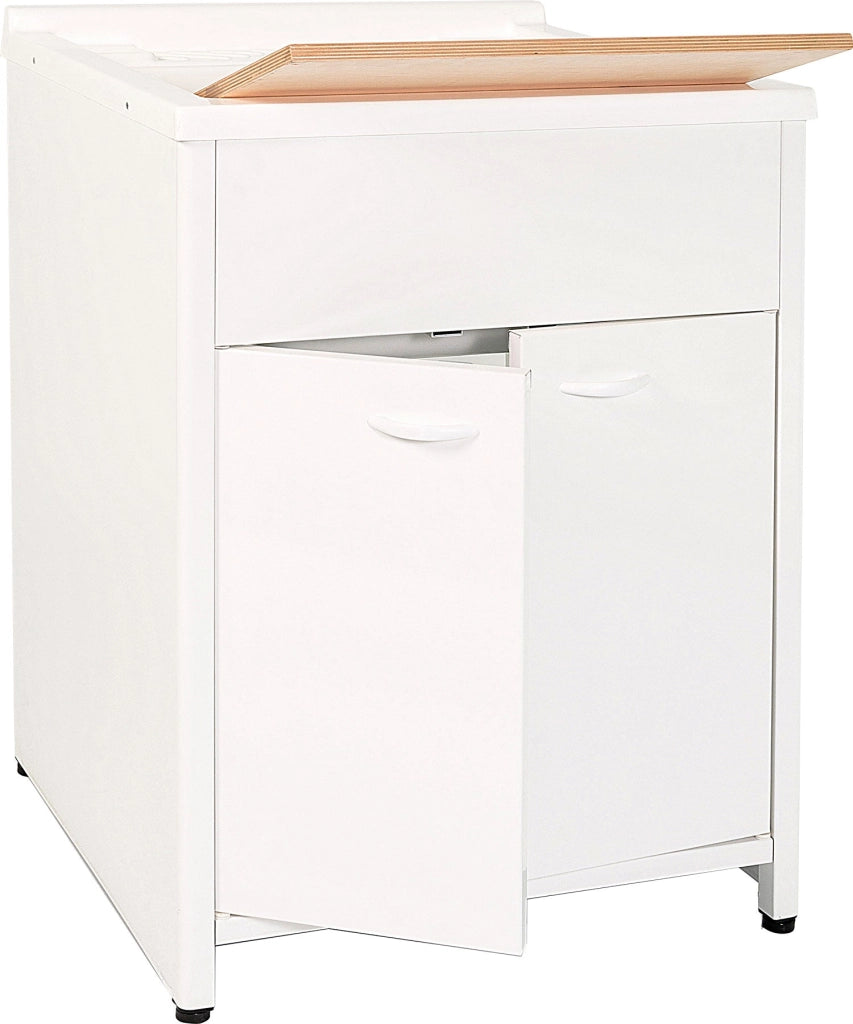 Mobile Lavatoio da Esterno in Polipropilene e Alluminio 60x60x83 cm Bianco