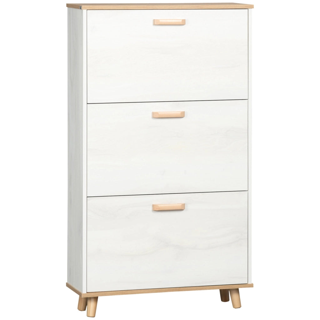 Scarpiera Salvaspazio 3 Cassetti 2 Ripiani 70x23,5x122 cm in Truciolato Bianco