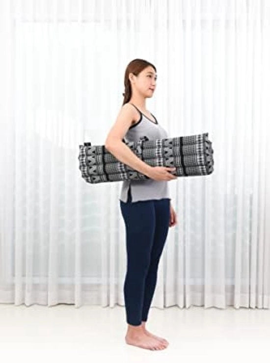 Cuscino di Meditazione Quadrato - Cuscino Yoga Riempito con Kapok Ecowechhente, Nero - 70x70x4.5 cm - Adatto per Casa, Studio e Viaggi