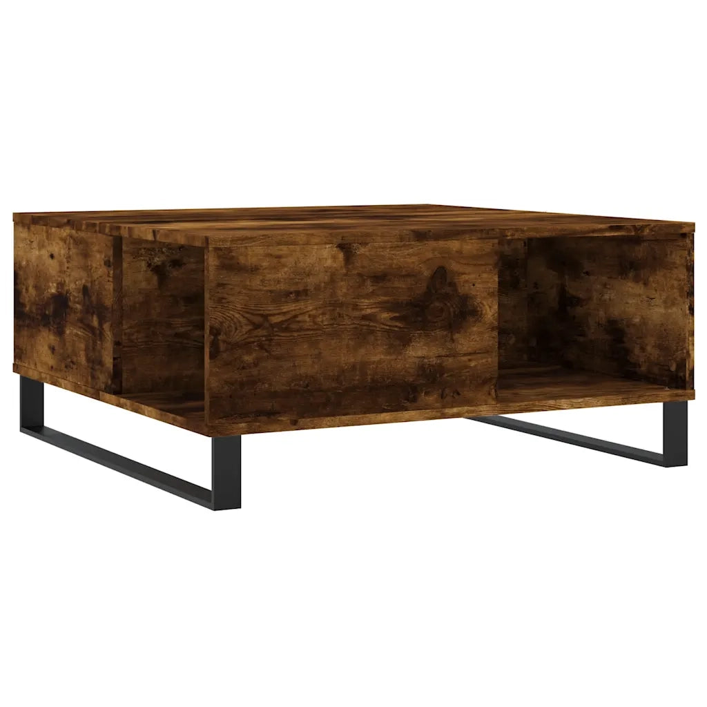 Tavolino da Salotto-Tavolino da soggiorno-Tavolo Rovere Fumo 80x80x36,5 cm Legno Multistrato 301947