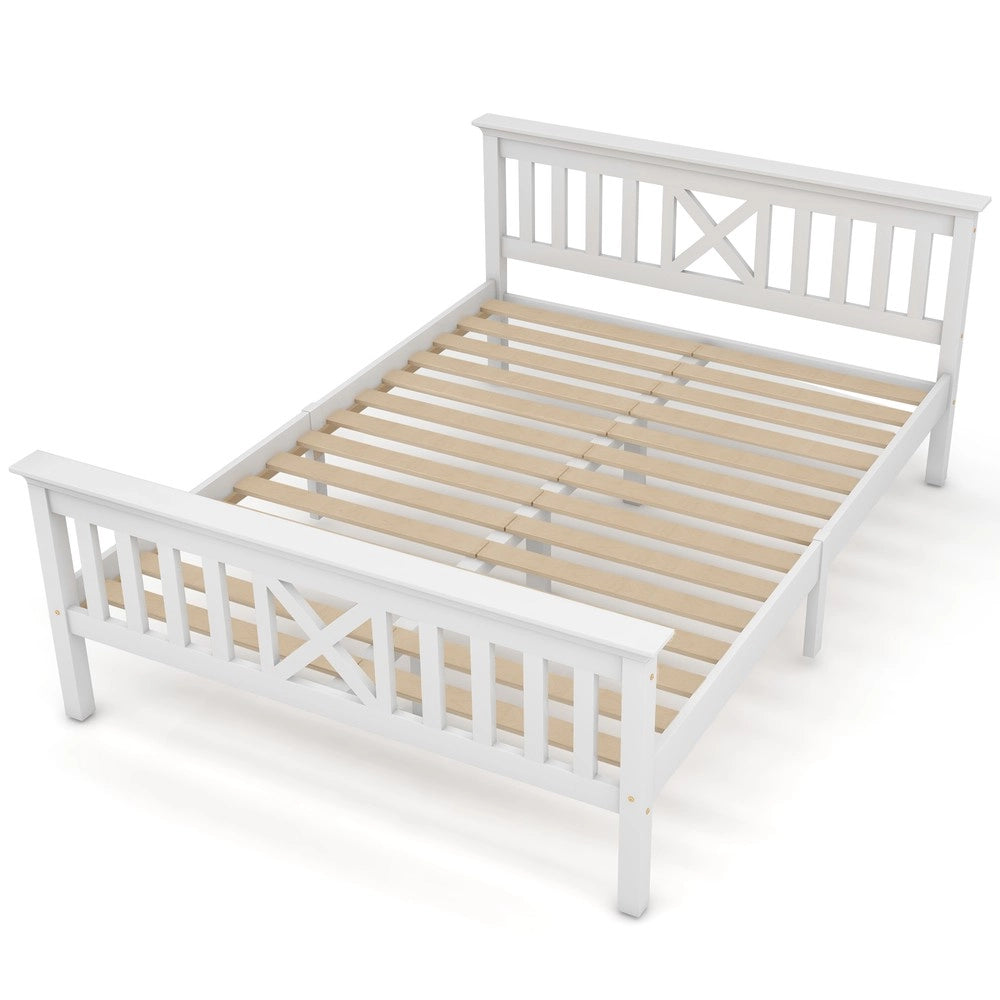 Letto in Legno Massello con Testiera e Doghe ¨C MINIMAL ¨C 140x200 Pino Bianco