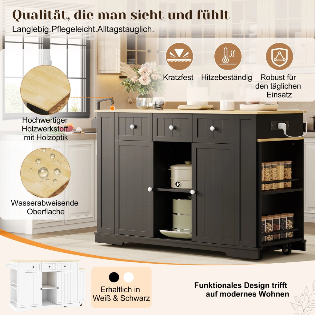 ISOLA DA CUCINA ESTENSIBILE 138(213) x 55 x 93 cm MDF Nero/Naturale