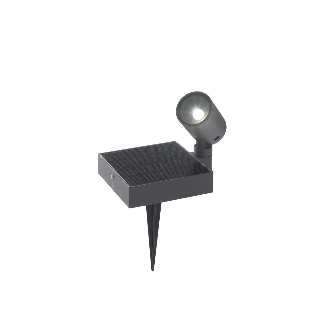 Faretto da terra Solar a led da 1,3w a batteria con fotovoltaico IP65 grigio scuro